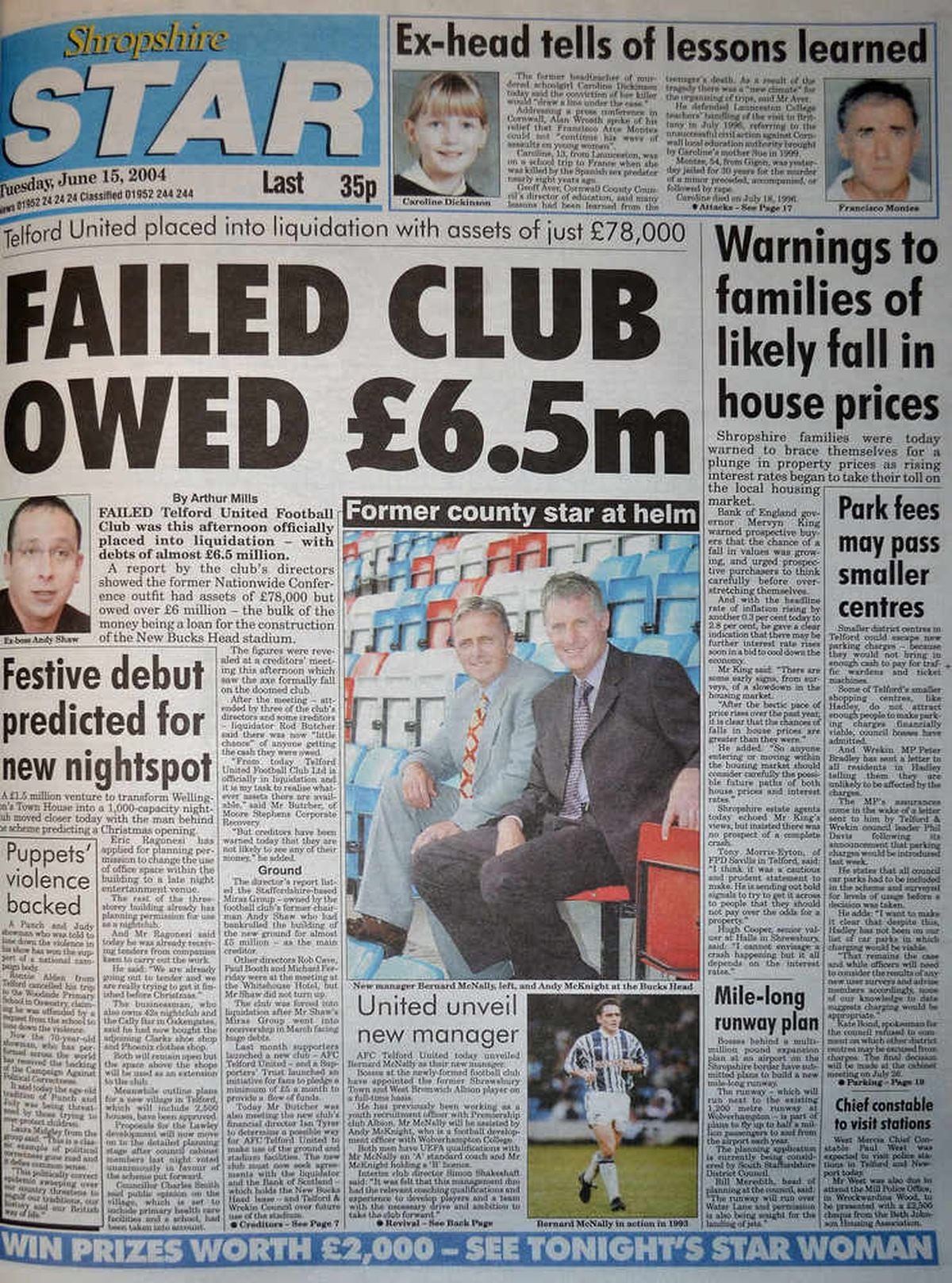 How the Shropshire Star reported the old club's collapse