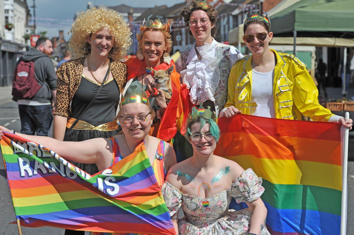 From Newport Pride are, front left: Charlie Jade and Lorna Cowley; back left: Maddy Davies, Sophie Pool, Charlotte Collier and Ruby Davies