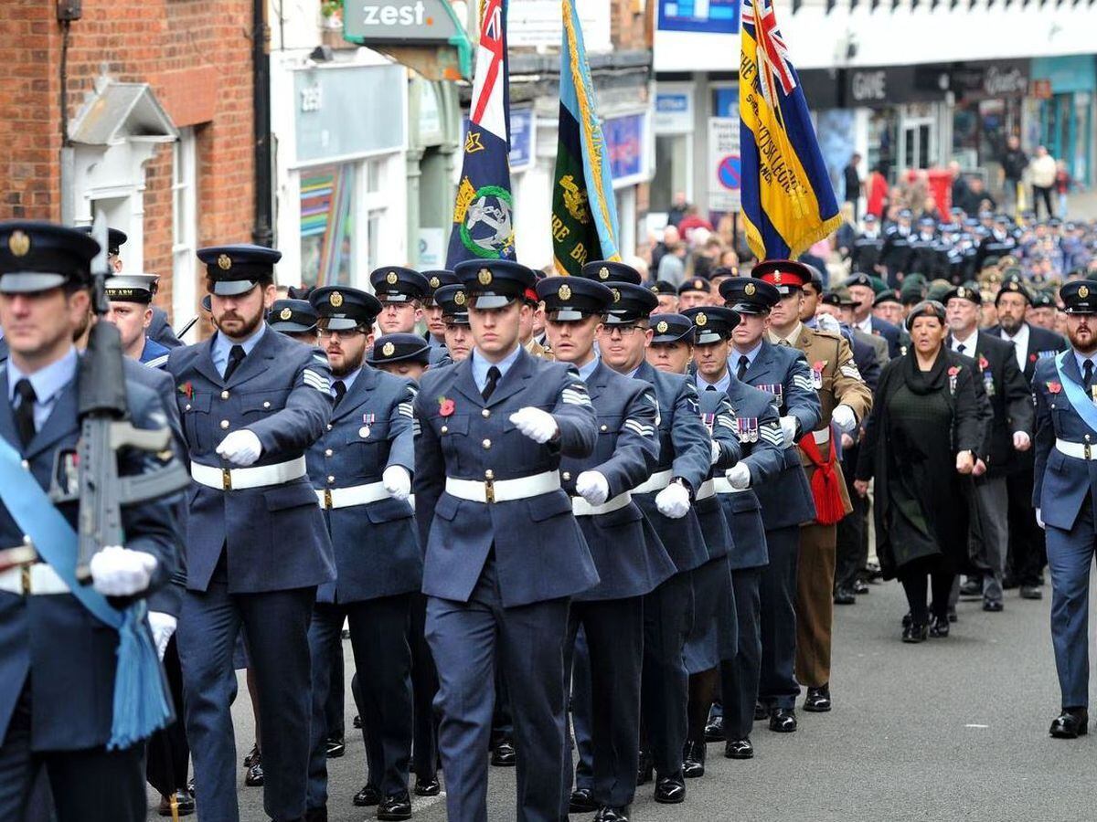 Remembrance parade in Shrewsbury