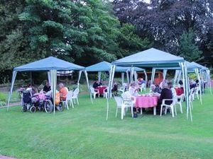 Gazebos in the garden at the Lady Forester Centre during a celebratory lunch