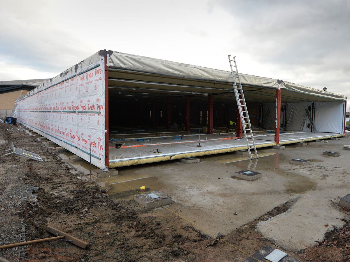 The modular ward under construction at Royal Shrewsbury Hospital