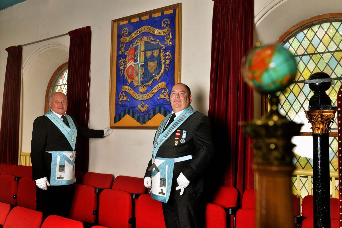 Master Russell Price and past Master Shaun Willocks prepare for an open day at Shrewsbury Masonic Lodge