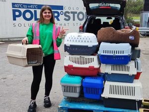 Aimee Pike with pet carriers