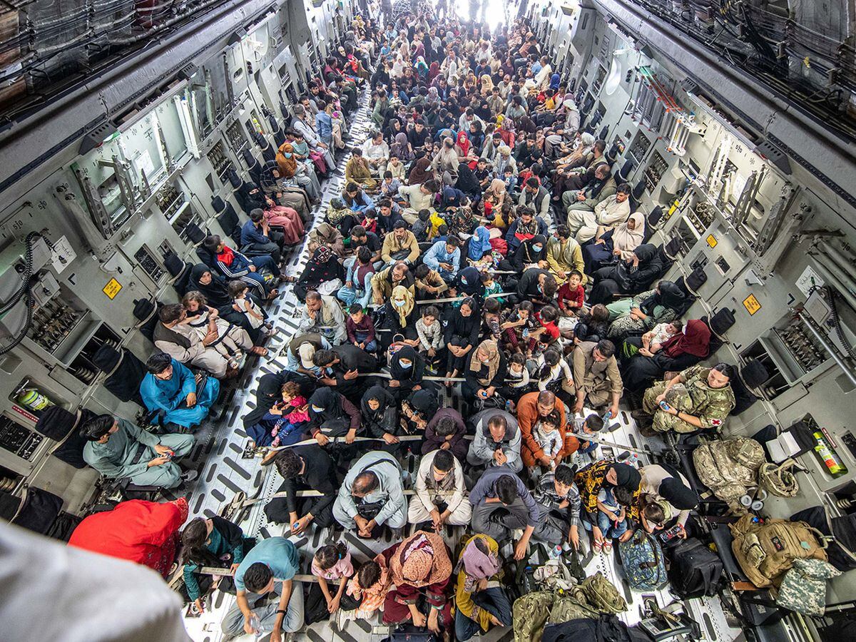 Refugees on an RAF plane