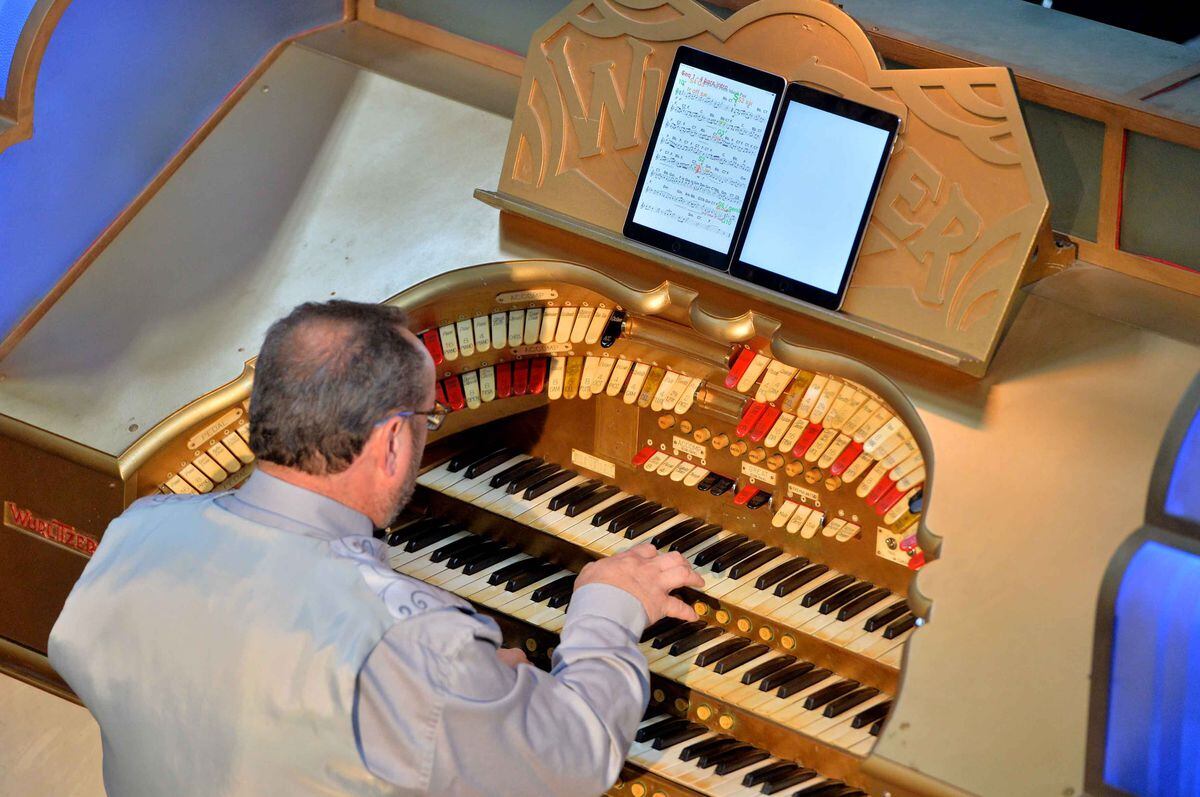Michael Carter plays the organ for the final concert of its kind at Shrewsbury Buttermarket 