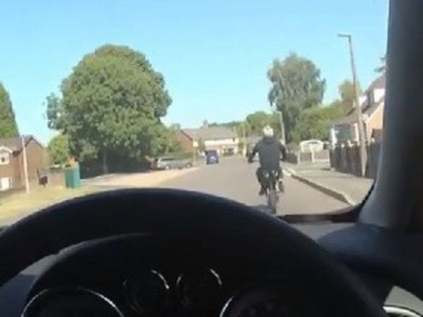 An image taken by PC hughes in pursuit of a motorcyclist.