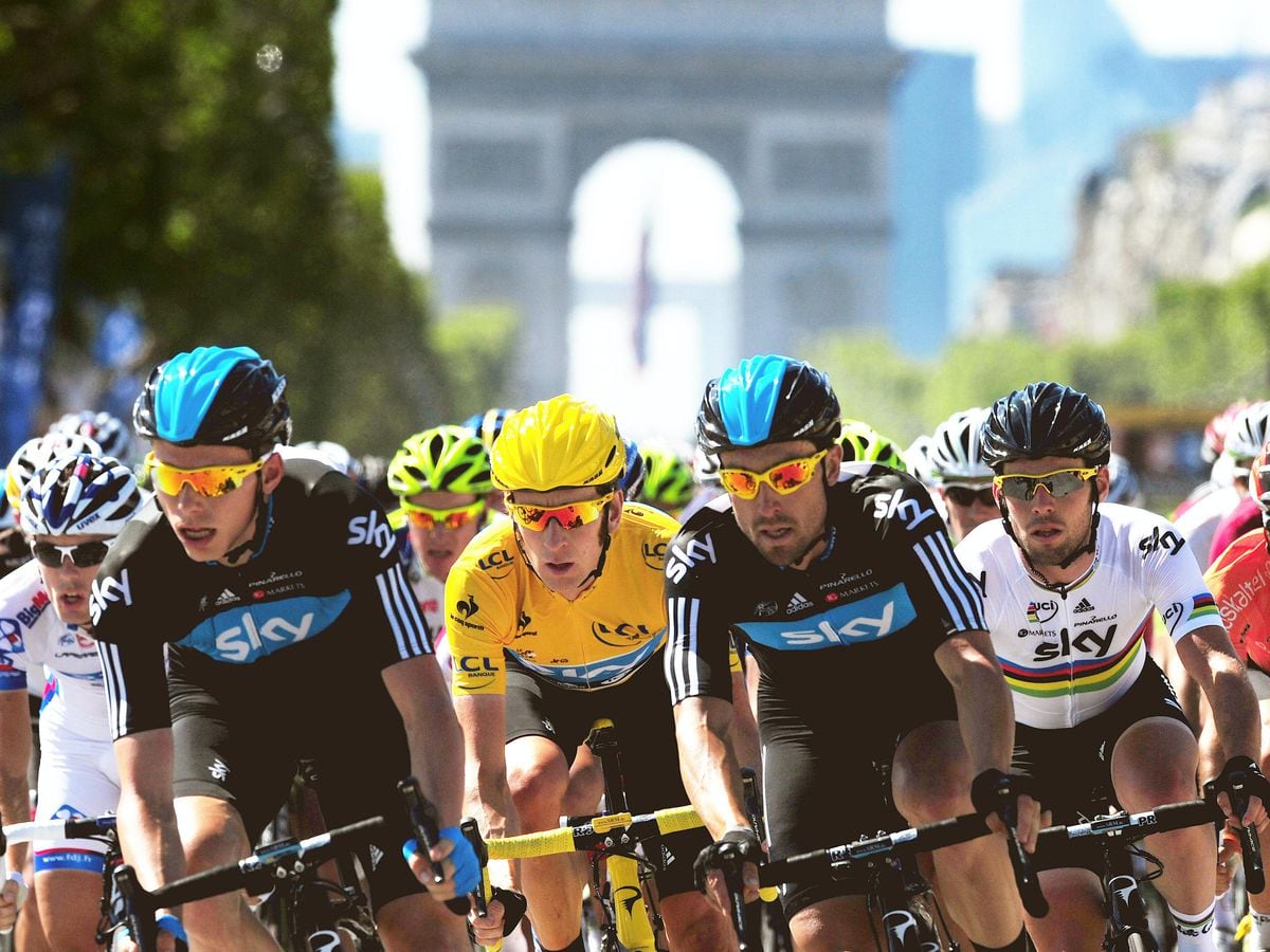 Bradley Wiggins, yellow jersey, won the 2012 Tour de France after a broken collarbone ruined his hopes the previous year