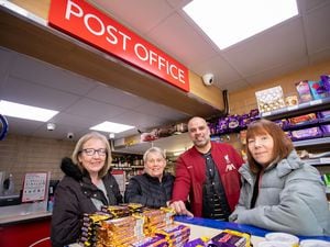 Dawley Post Office staff Tina Cherrington, Teresa Birch, postmaster Gurjinder Singh and Corinne Leonard