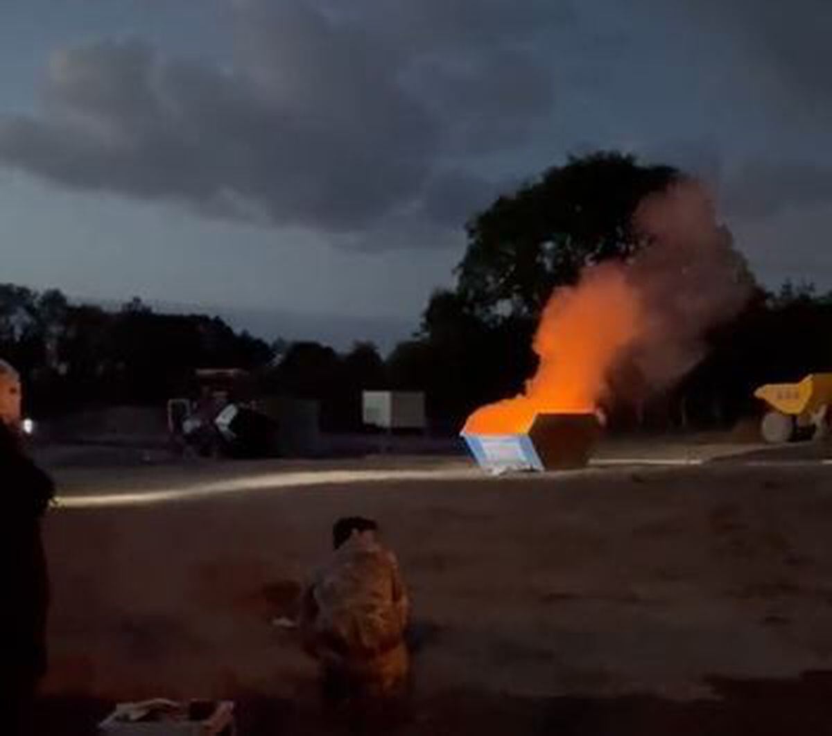 The munitions were blown up in a skip. Video screengrab by @SFRS_JimBarker 