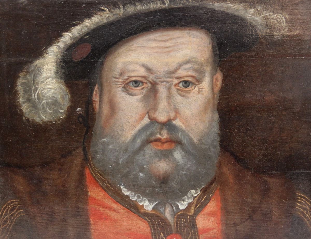 A portrait of King Henry VIII, by a follower of Tudor court painter Hans Holbein the Younger, which sold for £5,000