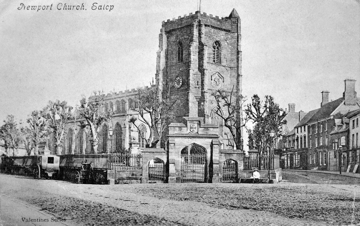 This old postcard has very little information with it, but we can tell it is St Nicholas Parish Church from the low end of the High Street, with St Mary's Street's cobblestones visible on the left