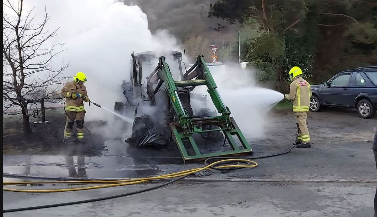Fire crews quickly put the blaze out, but the tractor was destroyed. Image: Stephen Davies