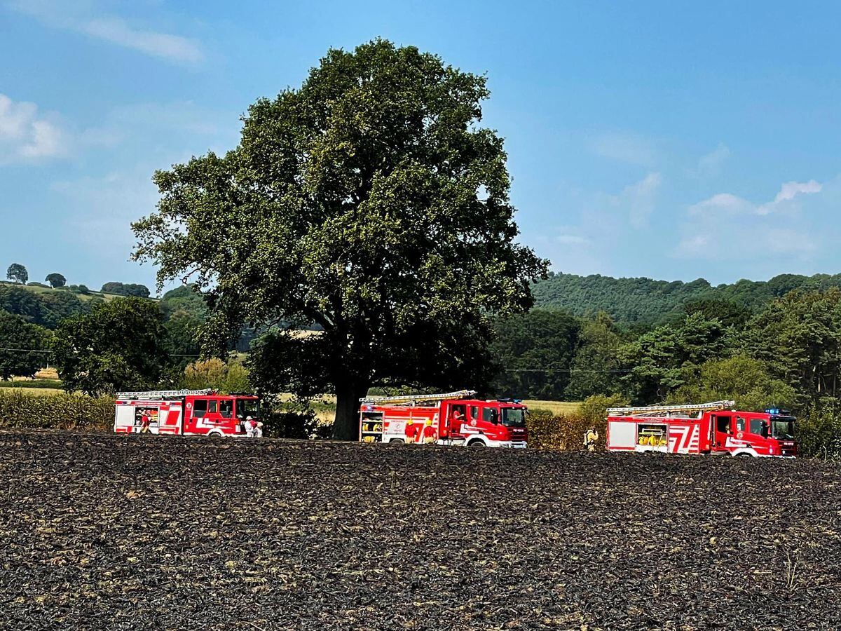 The fire at the field in Hodnet. Picture: Market Drayton Fire Station