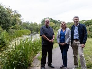 Councillors Carolyn Healy, Peter Scott and Tim Nelson at the canal in Newport