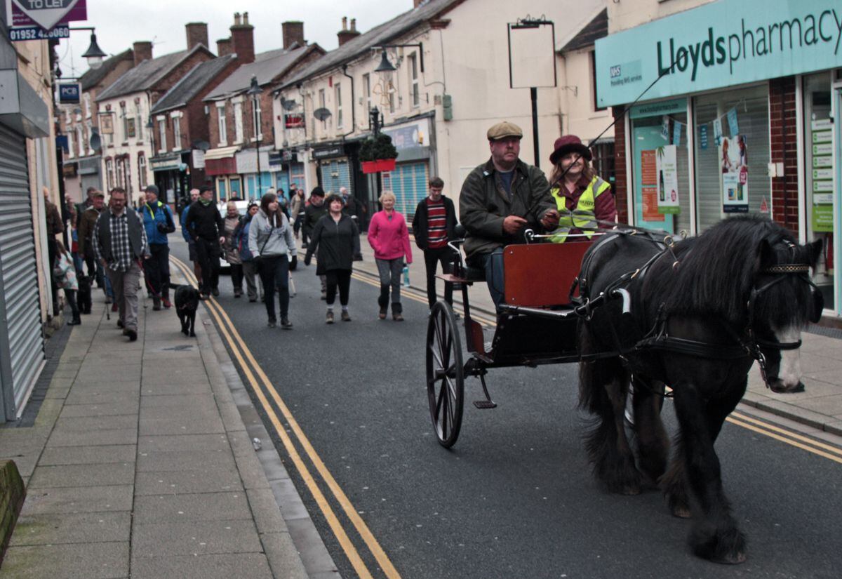 Walkers followed Jarvis the pit pony down Dawley High Street