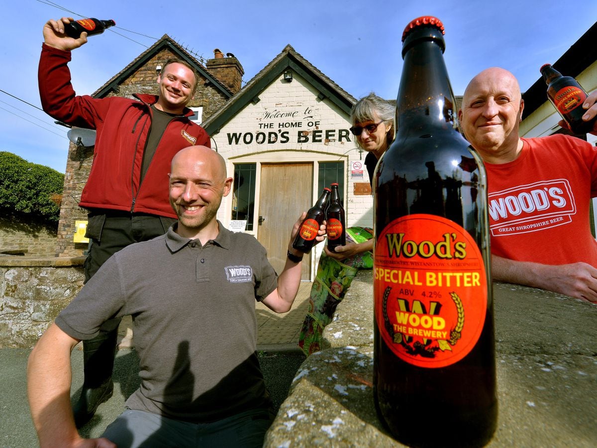 Preparing to celebrate a belated 40th anniversary of Wood's Brewery in September last year were brewing assistant Ben Watson, head brewer Andrew Pinnock, administration manager Jo Varcoe, and managing director Stephen O'Neill