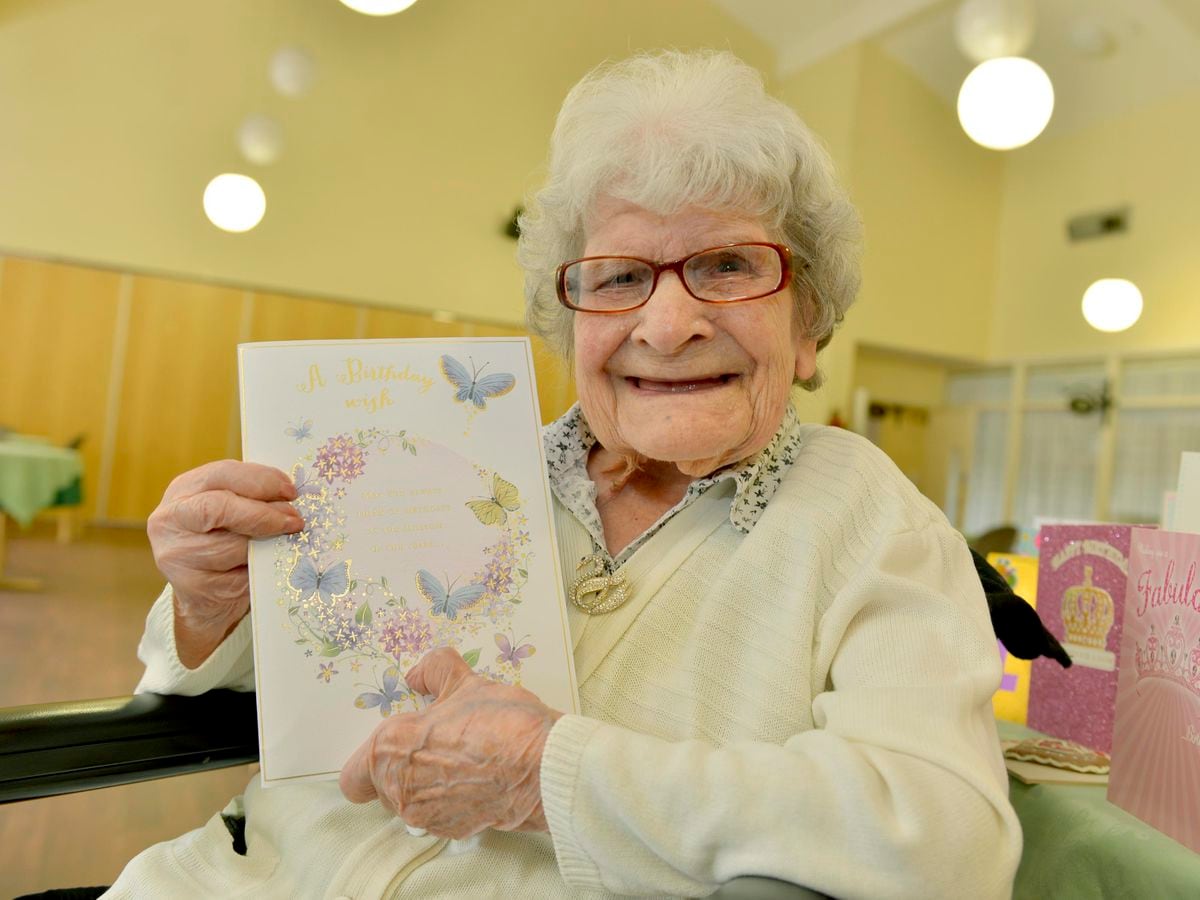 Gladys Cloke celebrating her 107th birthday in Madeley
