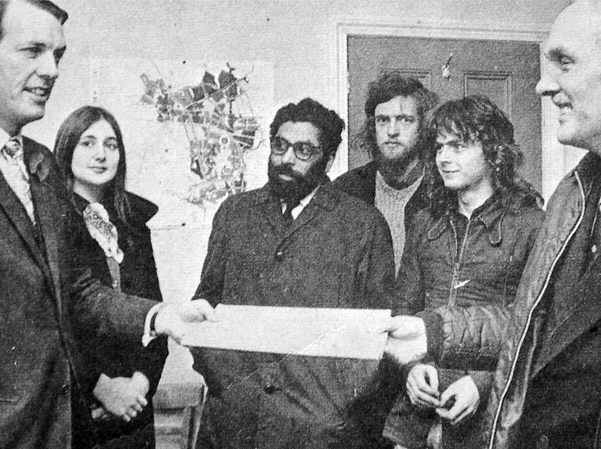 Jeremy Corbyn with members of SCAR at Wellington Tory Party HQ in 1971