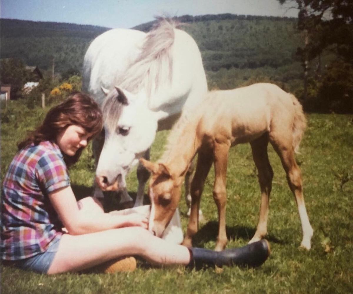 With her second pony, Tina, and Tina’s first foal