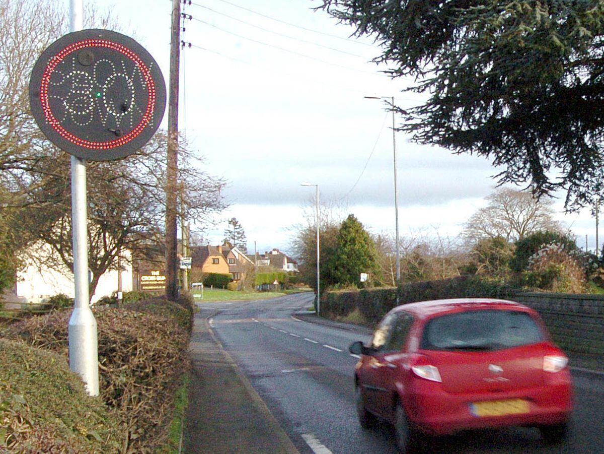 One of the two 30 mph vehicle activated signs (VAS) in Pant, which are not illuminating until a car is traveling at 40 mph. Seen is a car traveling at 40 mph. WITH WORDS CHRISSY.. PIC BY SIMON WILLIAMS