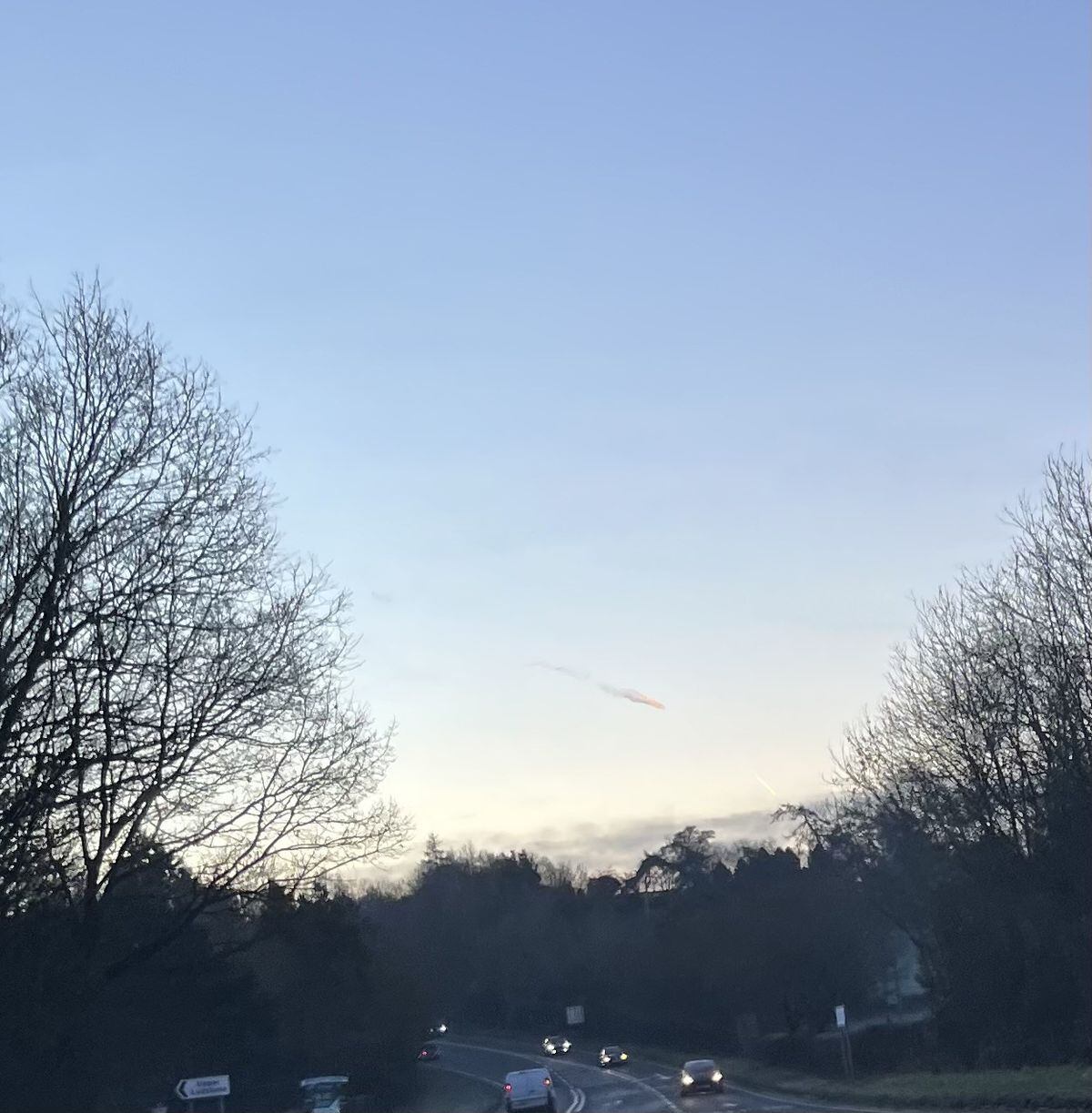 The black streak spotted in the sky at Rudge Heath, by the Boycott Arms in Claverley. Photo: Lindsey Phillips.
