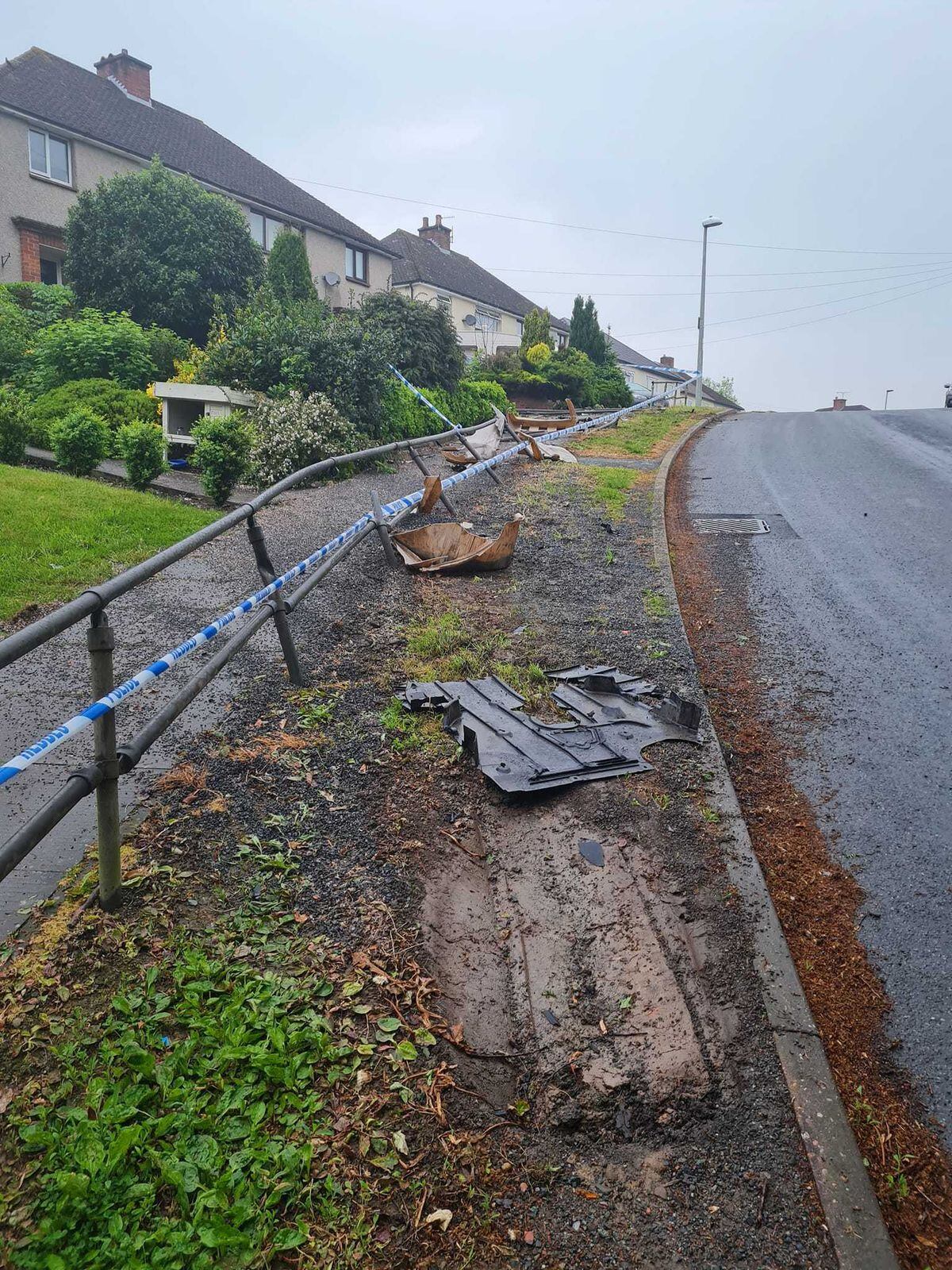 The driver fled after crashing through a set of railings and into a garden wall in Welshpool