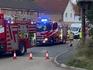 Three fire appliances were mobilised (Screenshot from a video submitted to Shropshire Star from a member of the public) 