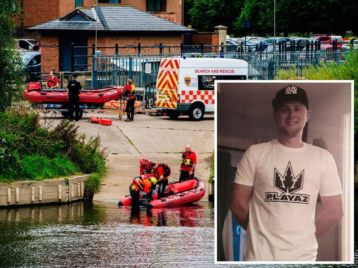 West Mercia Search & Rescue search the River Severn in Shrewsbury. Inset: Shane Walsh.