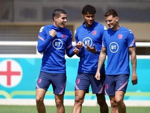             England's Conor Coady, Tyrone Mings and Ben White