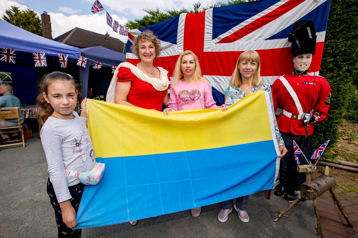 Residents on Ottley Way, Buntingsdale, celebrated the Queen's Jubilee with a street party. Pictured from left: Veronika Hasukha, aged eight, Iana Jacobson, Anastasiya Hasukha and Elena Mazytova