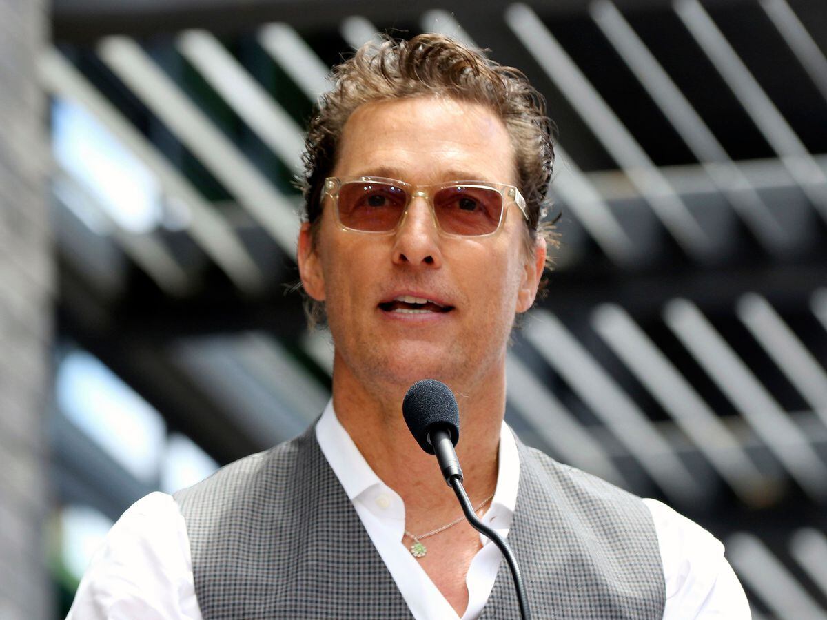 Matthew McConaughey speaks at a ceremony honoring Guy Fieri with a star at the Hollywood Walk of Fame