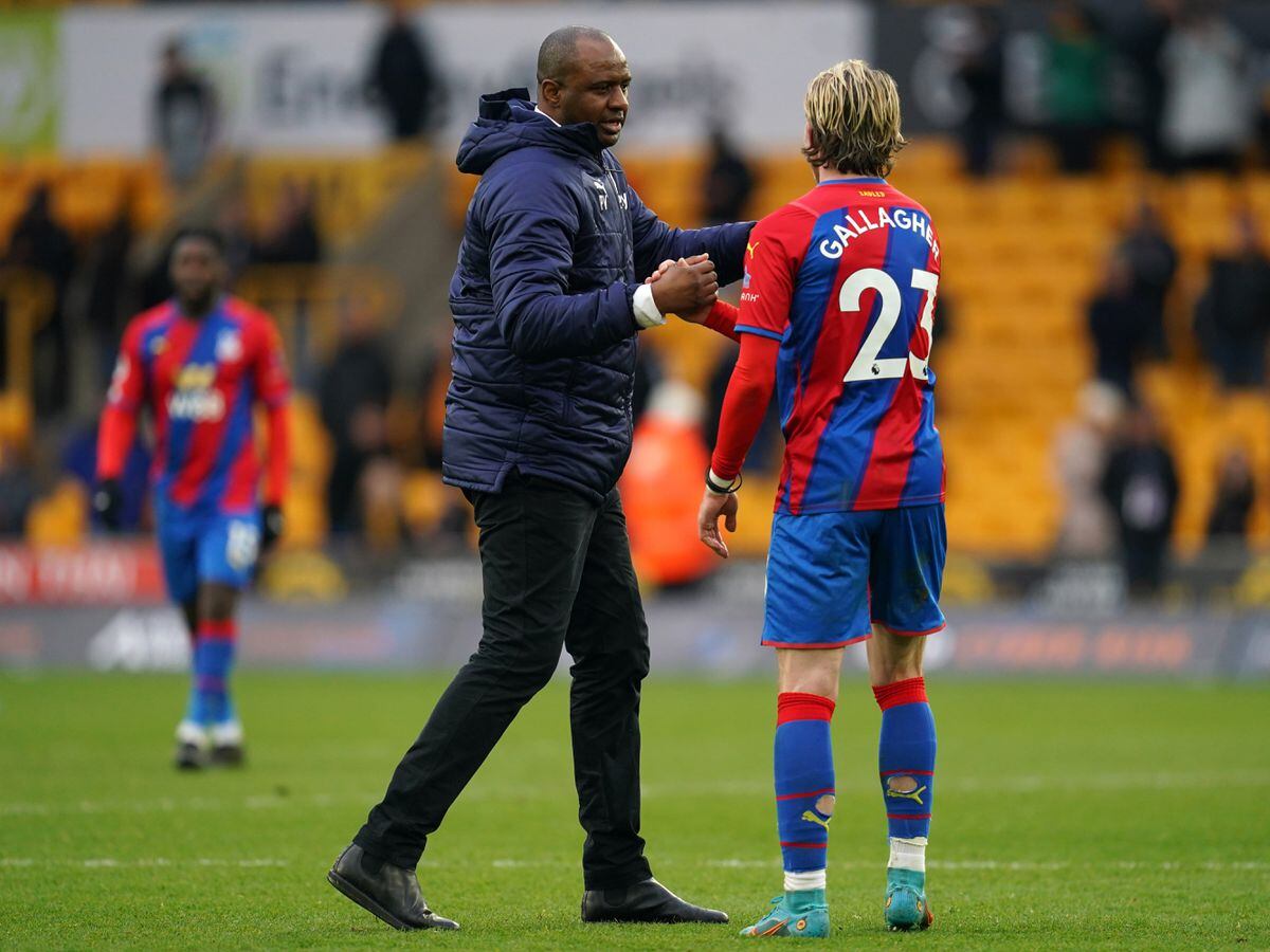 Crystal Palace manager Patrick Vieira and Conor Gallagher