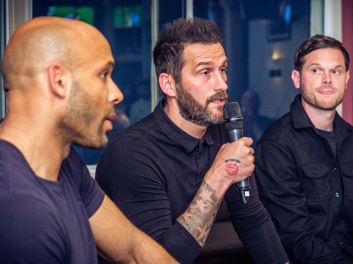 Roger Johnson on the mic, joined by Matt Murray and Richard Stearman. Picture: Martin Hodgkiss.