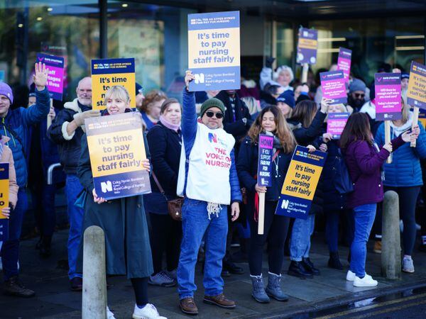 RCN members on a picket line in Cardiff in December