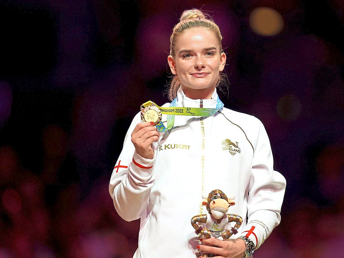 England's Alice Kinsella with the gold medal after finishing 1st in the Women's Floor Exercise Final at Arena Birmingham on day five of the 2022 Commonwealth Games in Birmingham