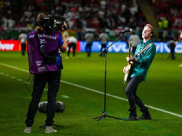 Chesney Hawkes playing at half time of the England v Wales clash
