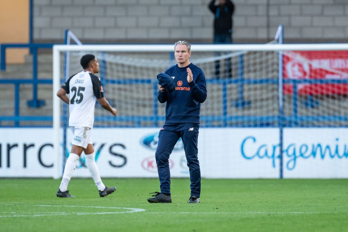 Kevin Wilkin (AFC Telford United Manager) clapping fans at the end of AFC Telford United's game.