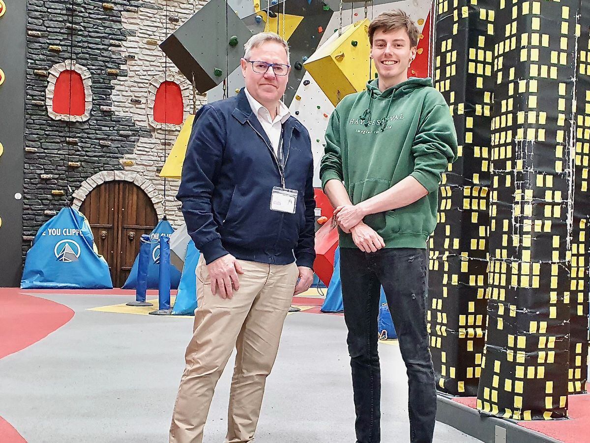 Sam Pryce, left, The Crossbar Group’s internal operations manager, with Oli Elphick, part of the management team at Climbing Hut in Shrewsbury.  