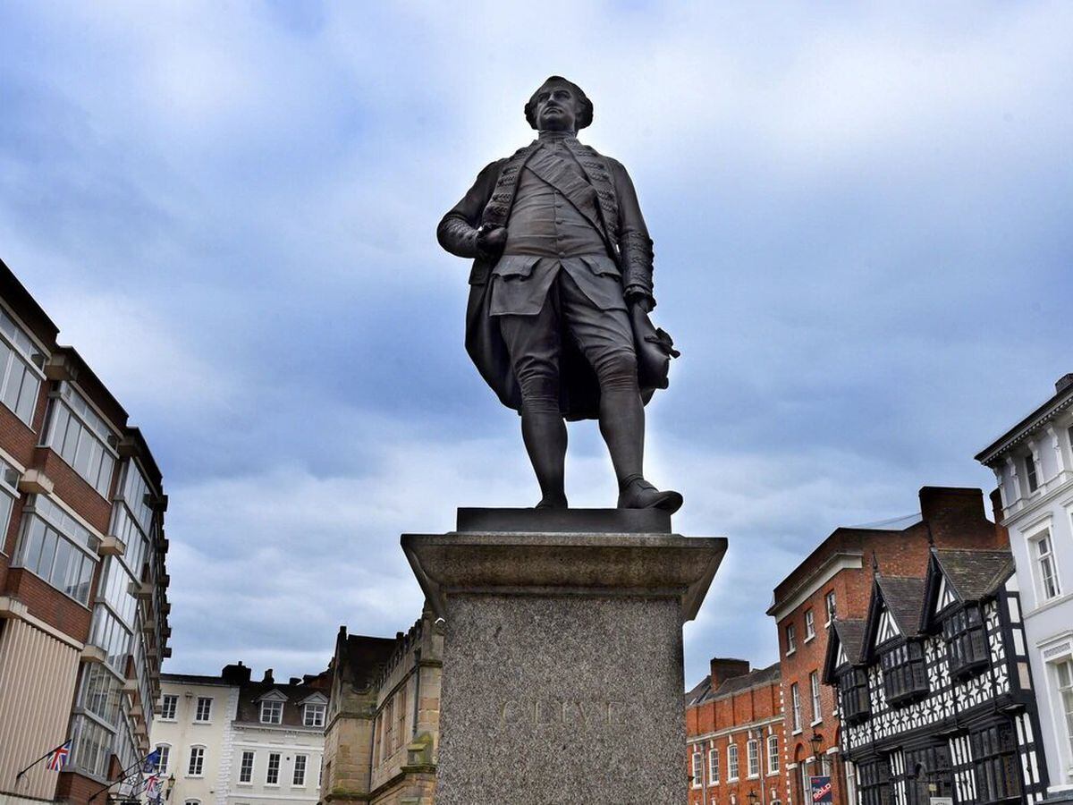 The Robert Clive statue in the Square, Shrewsbury
