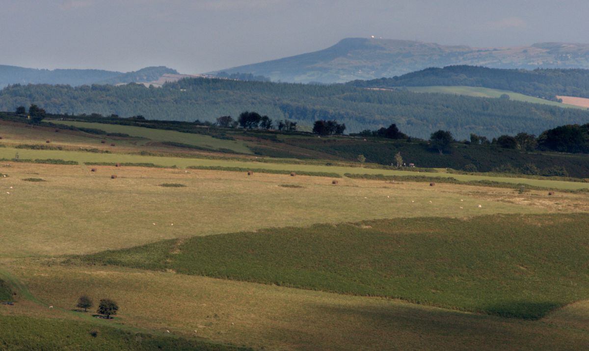 The Clee Hills seen on a clear day from Hergest Ridge near Kington, 25 miles away