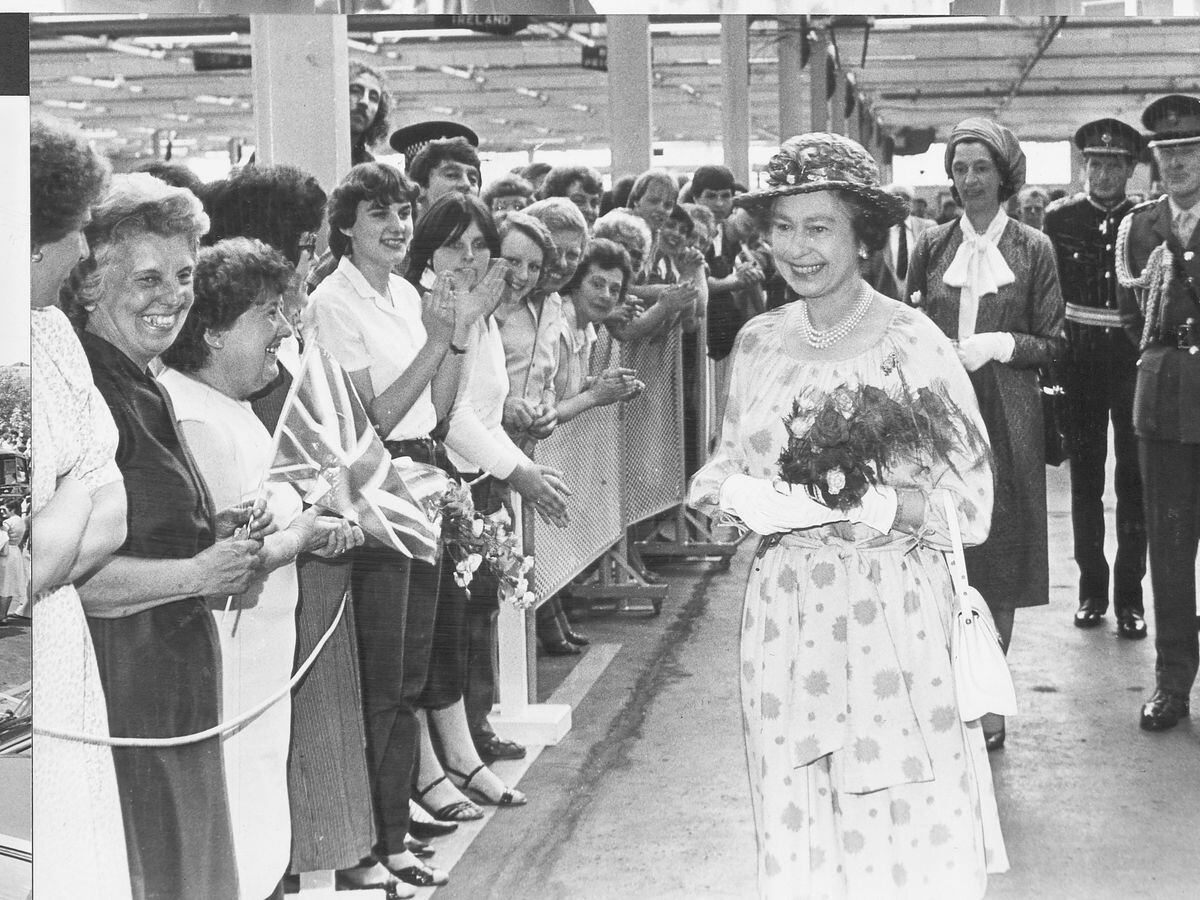The Queen meets well-wishers in Telford during a private visit to COD Donnington on June 4, 1982