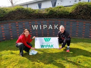 Clare Hanson, HR Manager at Wipak UK, with Alan Lewis of Adrenaline Sporting Events