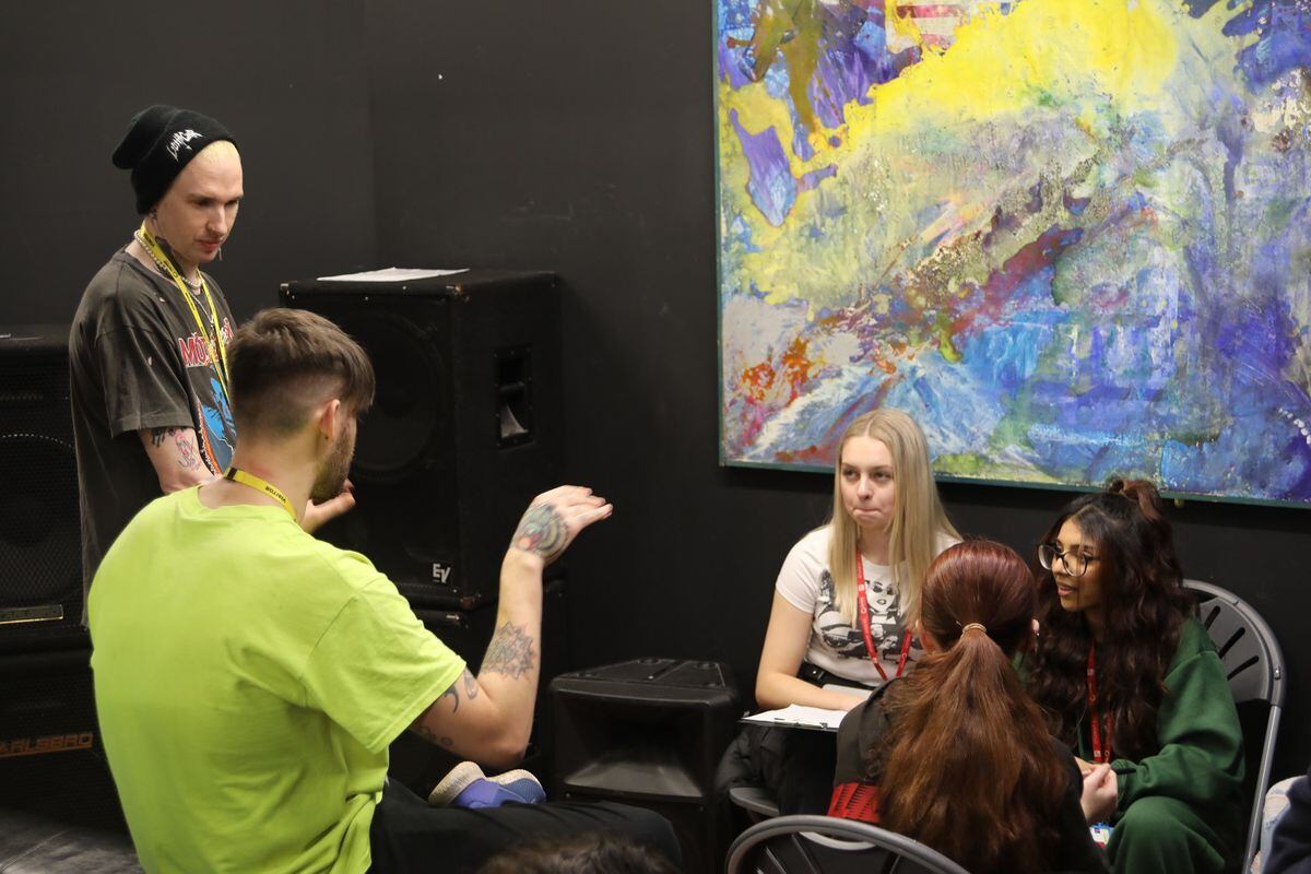 Experts shared their top tips with students at Telford College's music studios