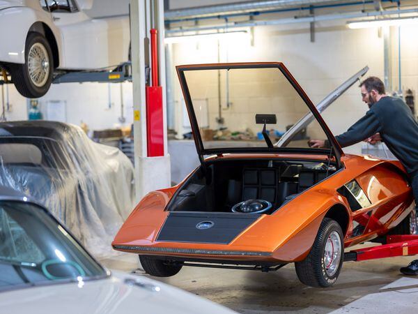 The Lancia Stratos Zero being prepared by Classic Motor Cars of Bridgnorth 