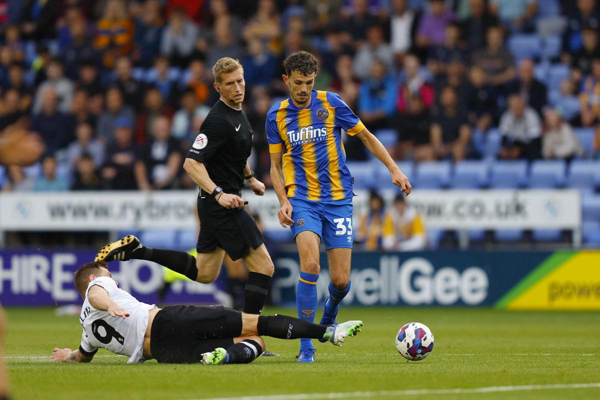 Tom Flanagan of Shrewsbury Town and James Collins of Derby County (AMA)