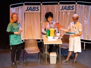 Christina Cubbin and Sally Tonge on stage for JABS
