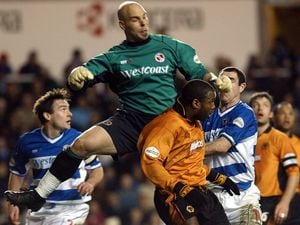 COPYRIGHT EXPRESS & STAR - 12/03/2003 PIC - GAVIN DICKSON. READING V WOLVESNathan Blake is beaten in the air by keeper, Marcus Hahnemann