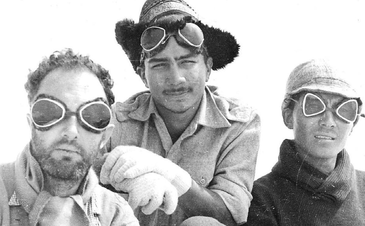 Taste for adventure - in 1946 John Monro, left, made an unsuccessful attempt to be the first to conquer the Himalayan peak of Bandarpunch. He is seen with Tenzing Norga and another sherpa