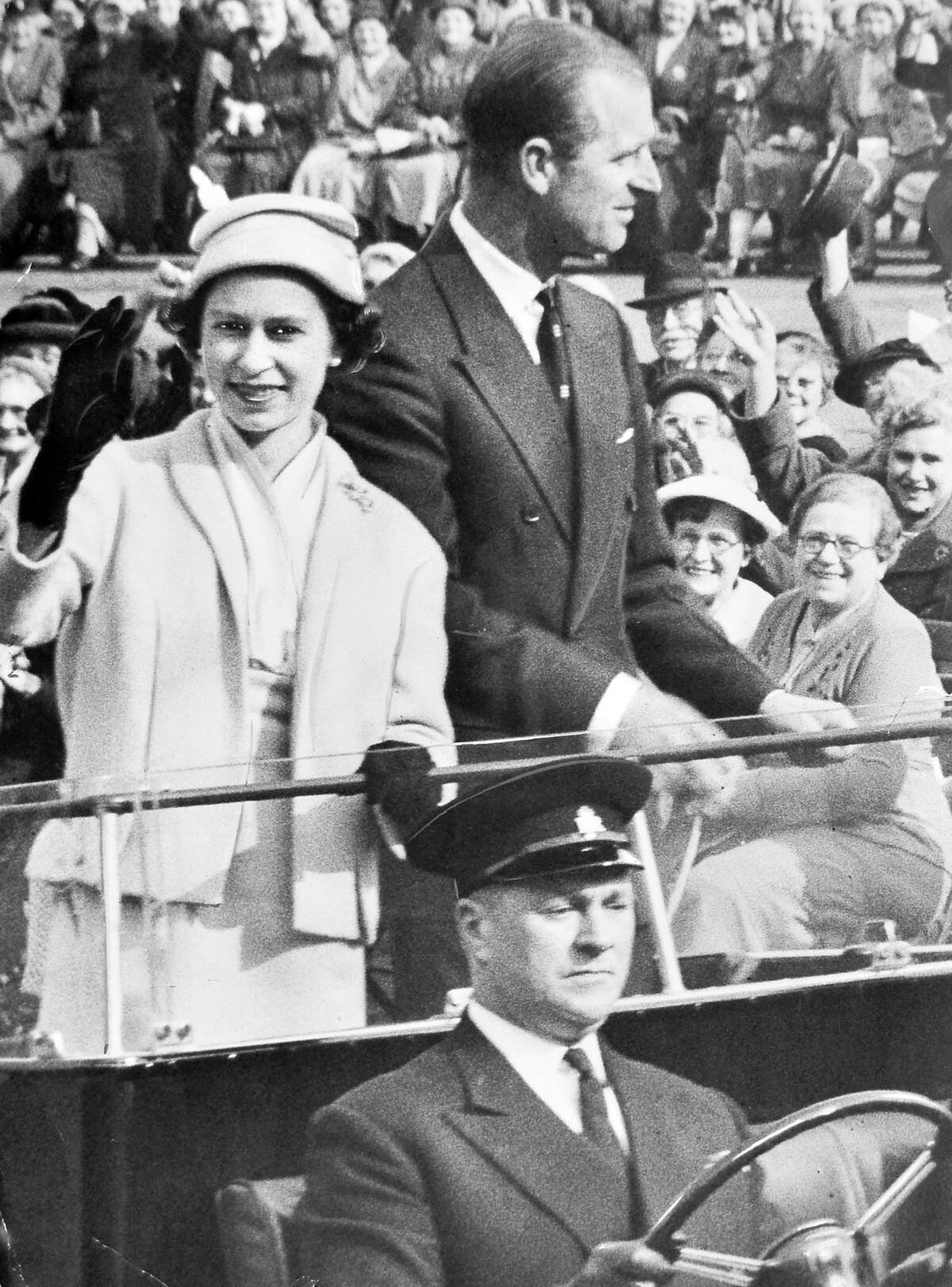 The Queen and Prince Philip at Mary Stevens Park in Stourbridge on April 23, 1957. 