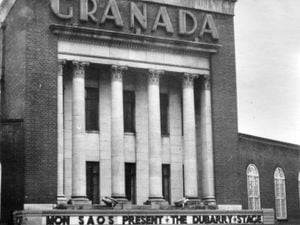 The Granada Theatre, Shrewsbury, pictured in 1957 when it was advertising The Dubarry by Shrewsbury Amateur Operatic Society